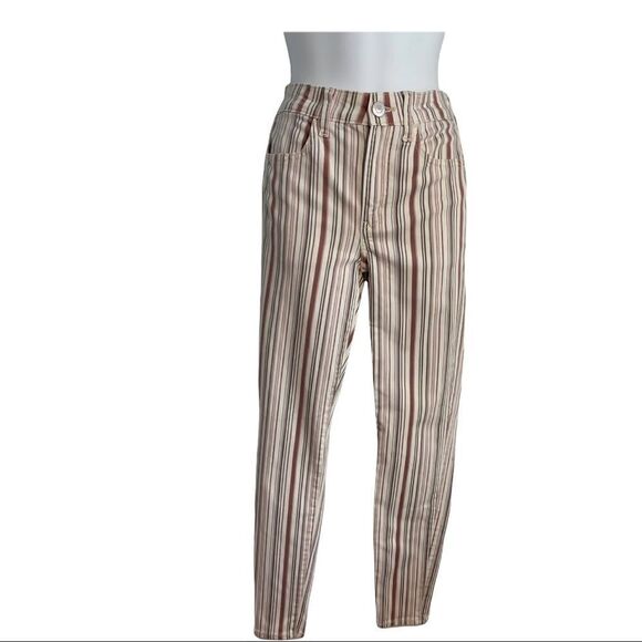 American Eagle Hi Rise Striped Jeggings Pants Brown Size 6 - Picture 1 of 13